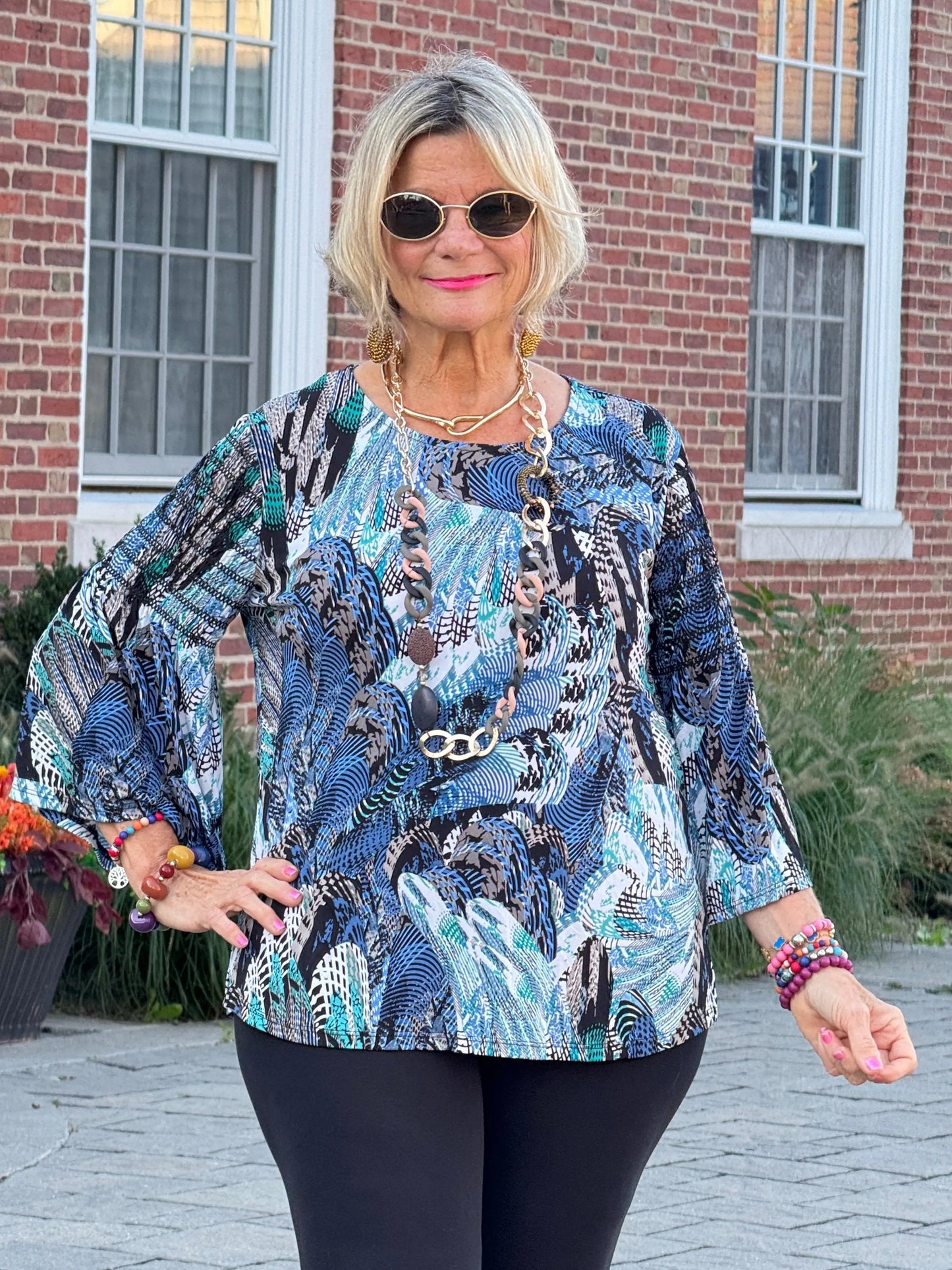 LEOPARD BLUE FASHION TOP