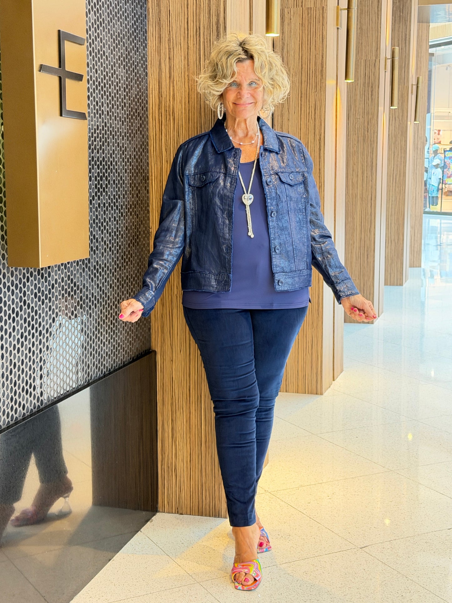 LULU-B NAVY METALLIC LINEN JACKET
