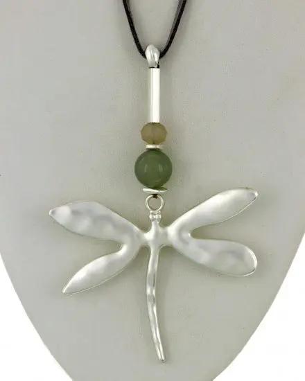 Dragonfly Acrylic Suede Pendant Long Necklace