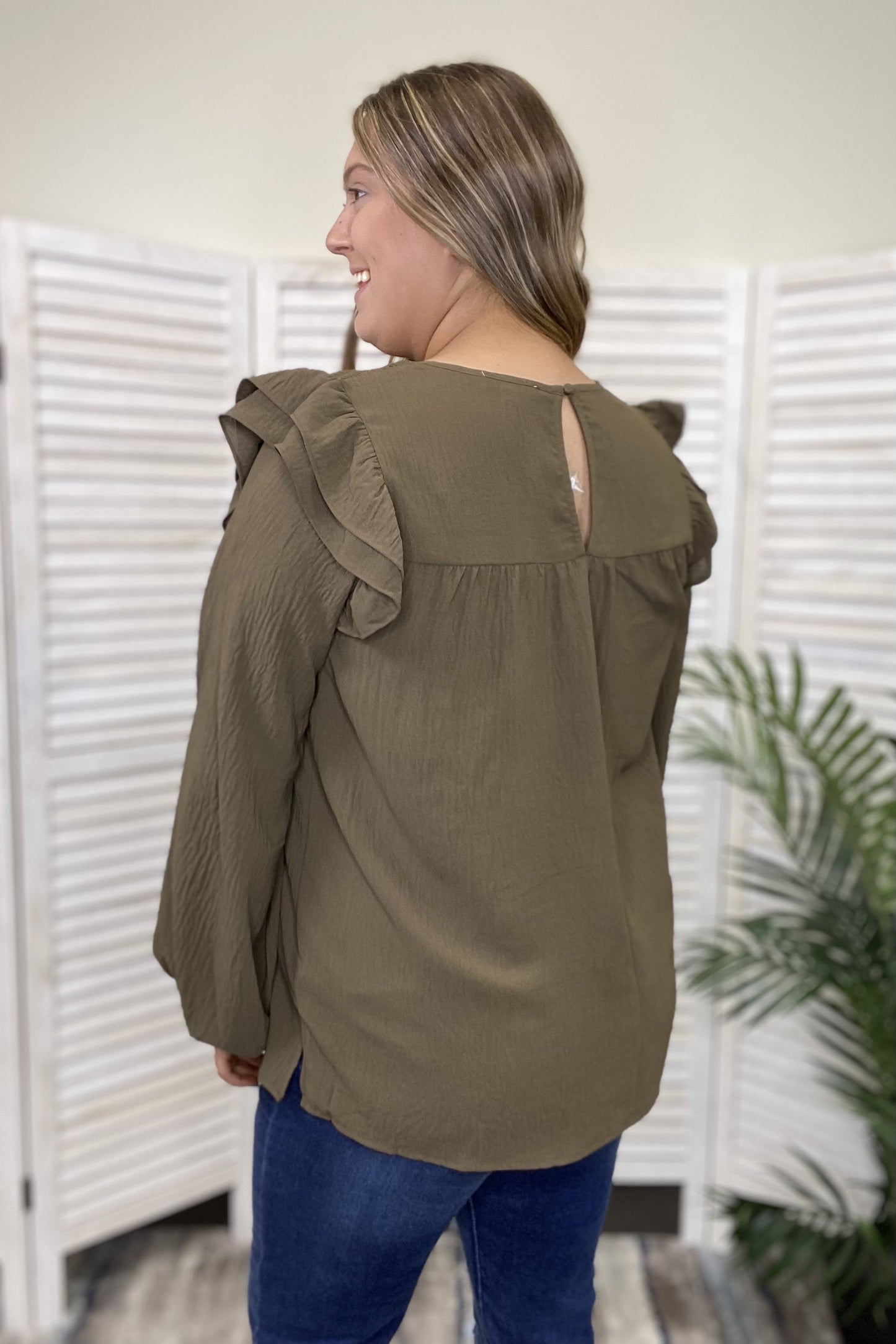 Free To Dance Women's Ruffled Long Sleeve Top