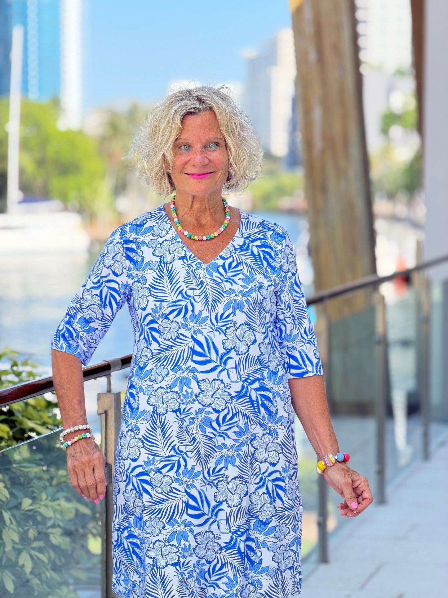 LULU B HIBISCUS COAST ELBOW DRESS