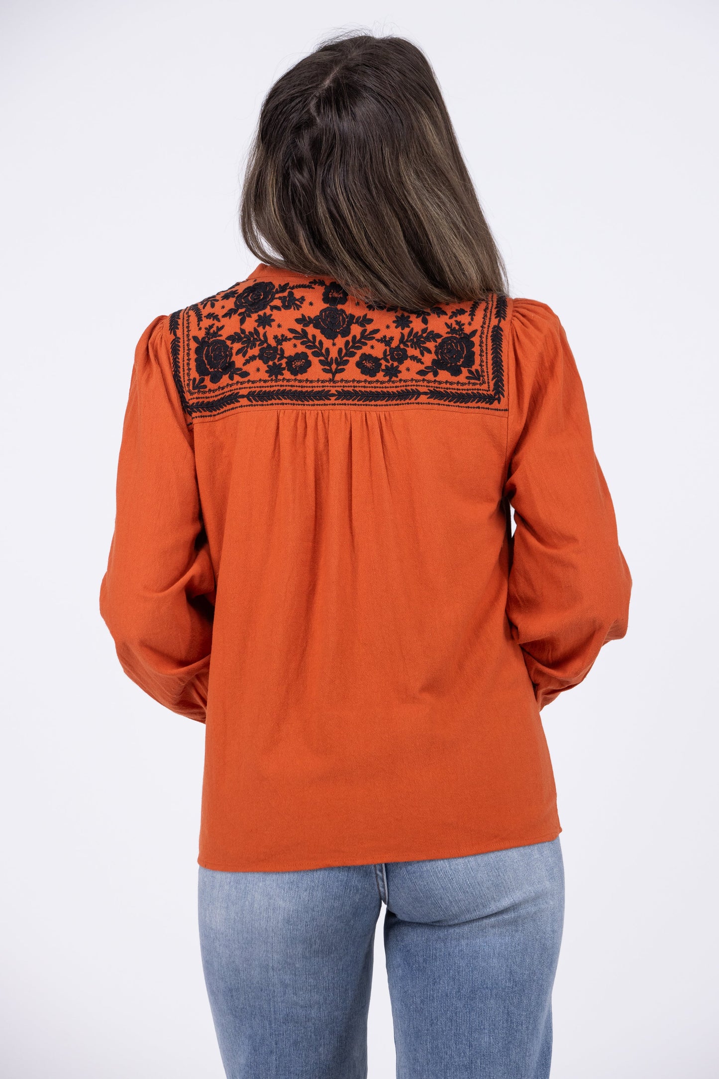 Flowers of the Desert Women's Embroidered Floral Long Sleeve Top