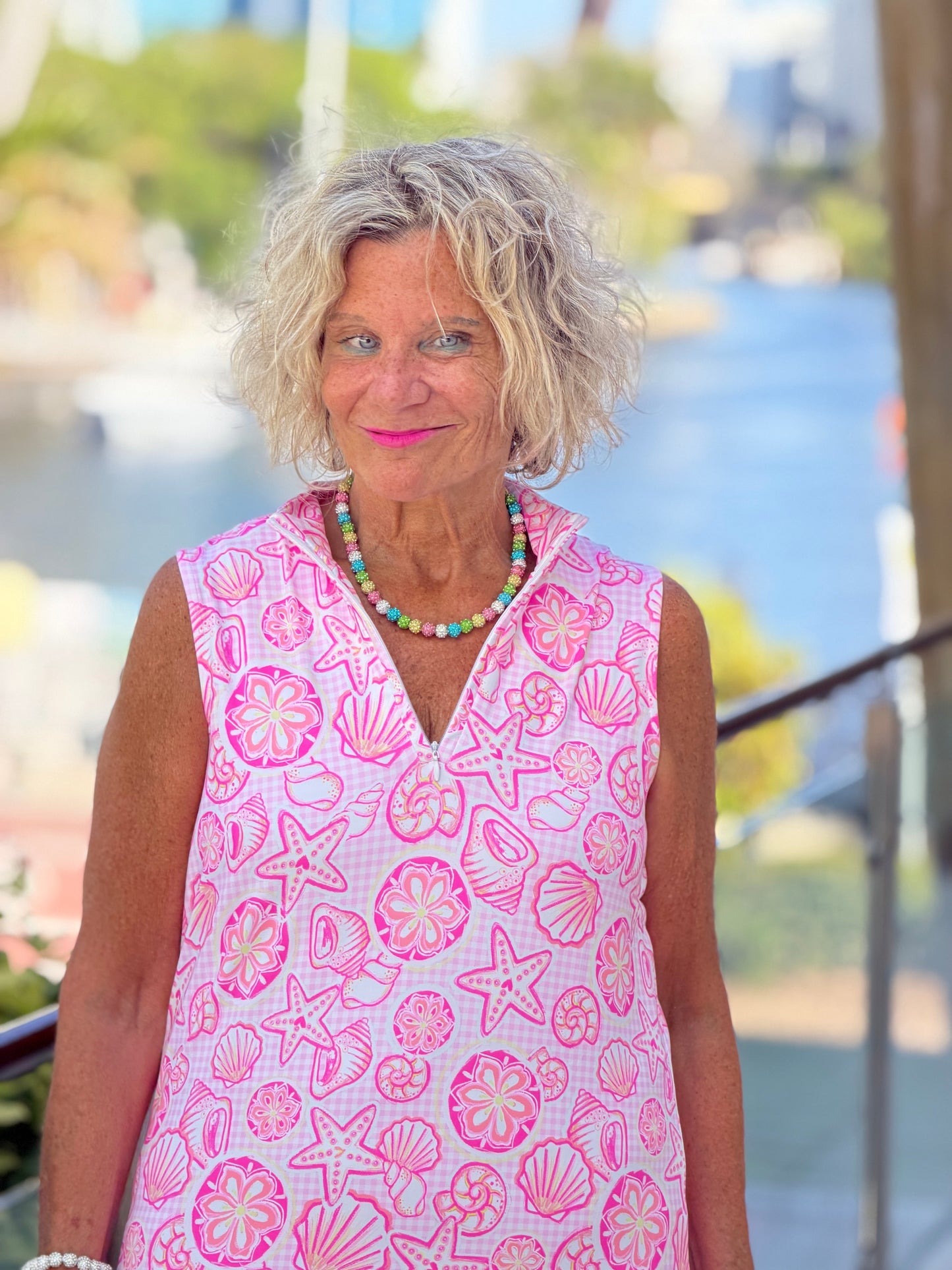 LULU B STARFISH HARBOR HALF ZIPPER MIDDY DRESS