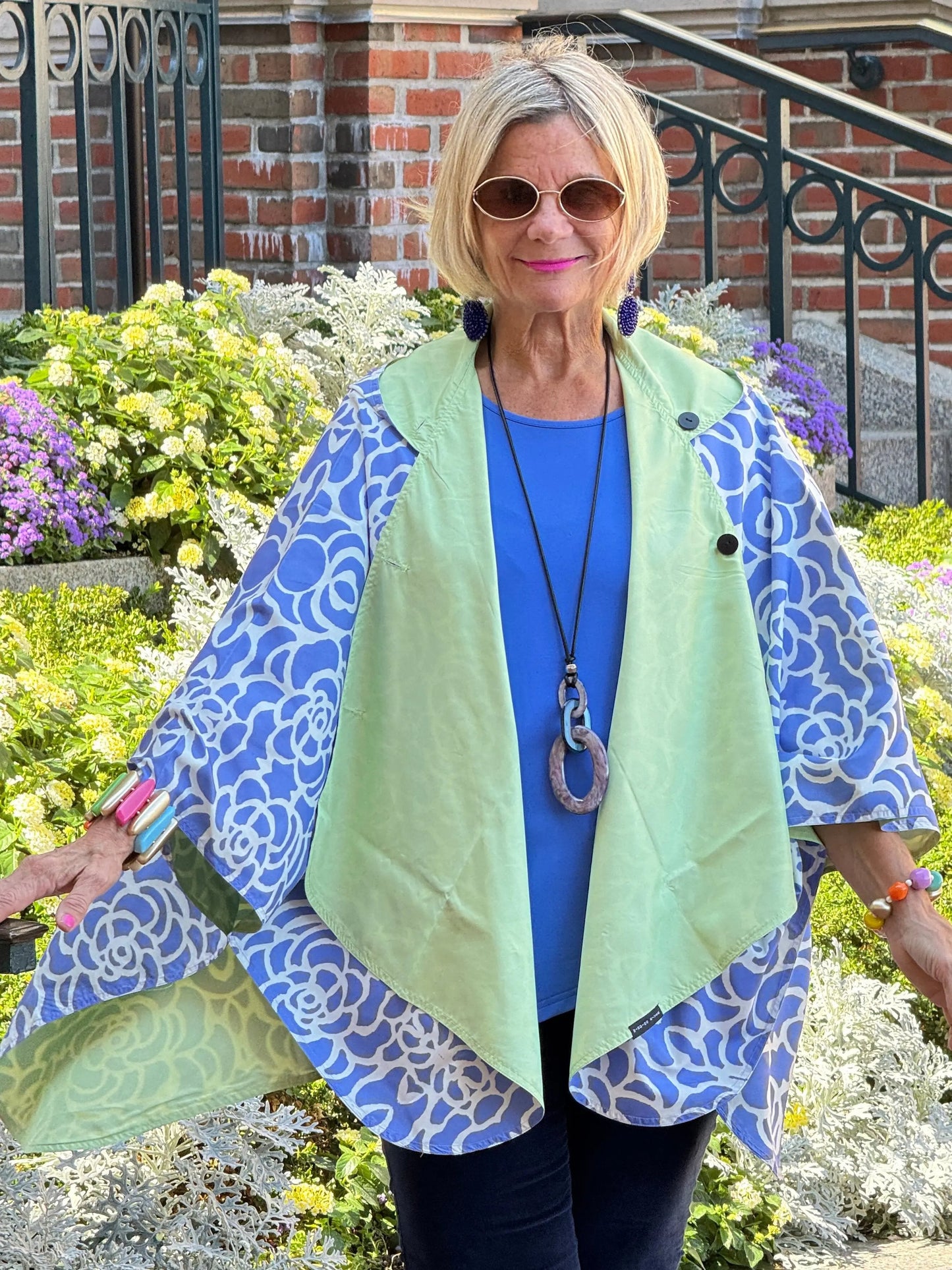 Blue Nautilus Reversible Rain Cape - Coastal Collection