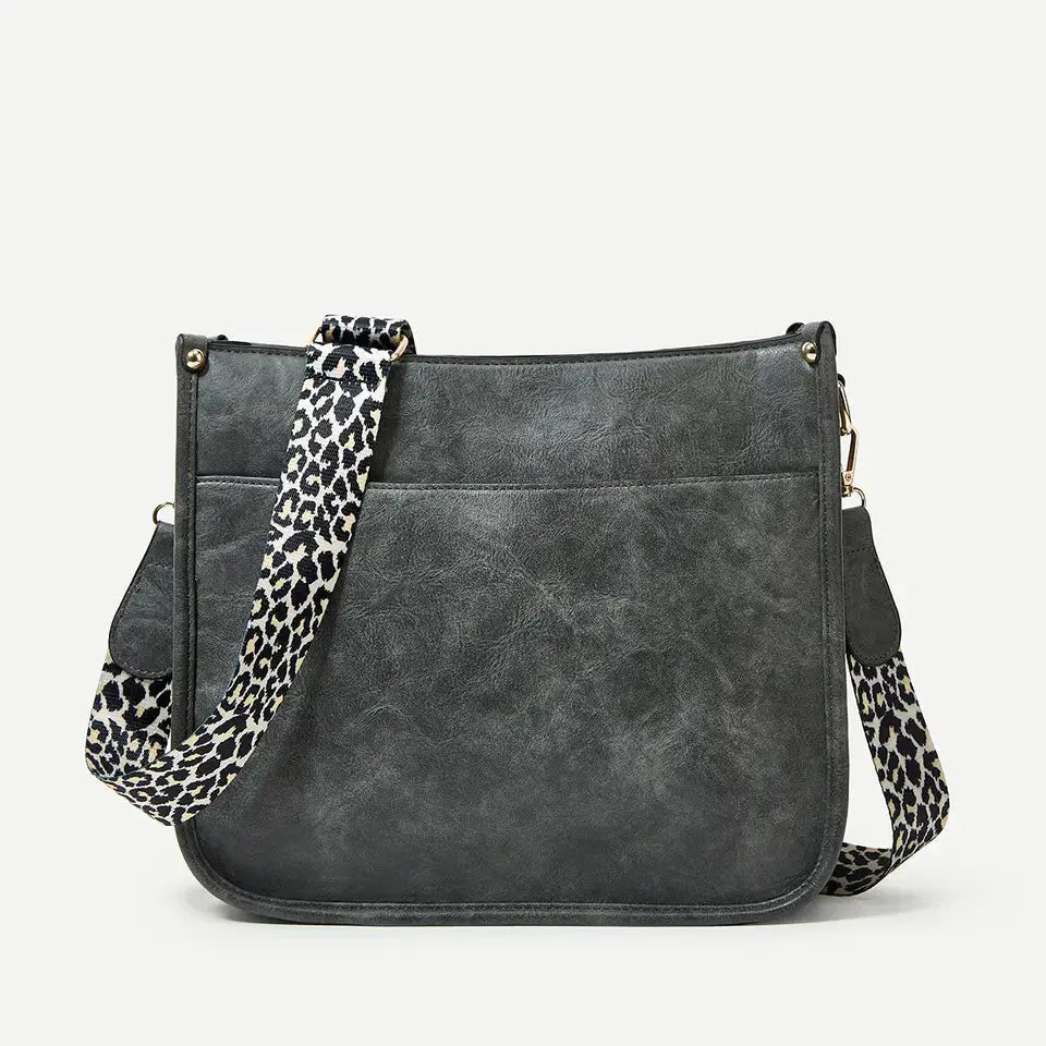 GRAY LEOPARD CROSS BODY BAG