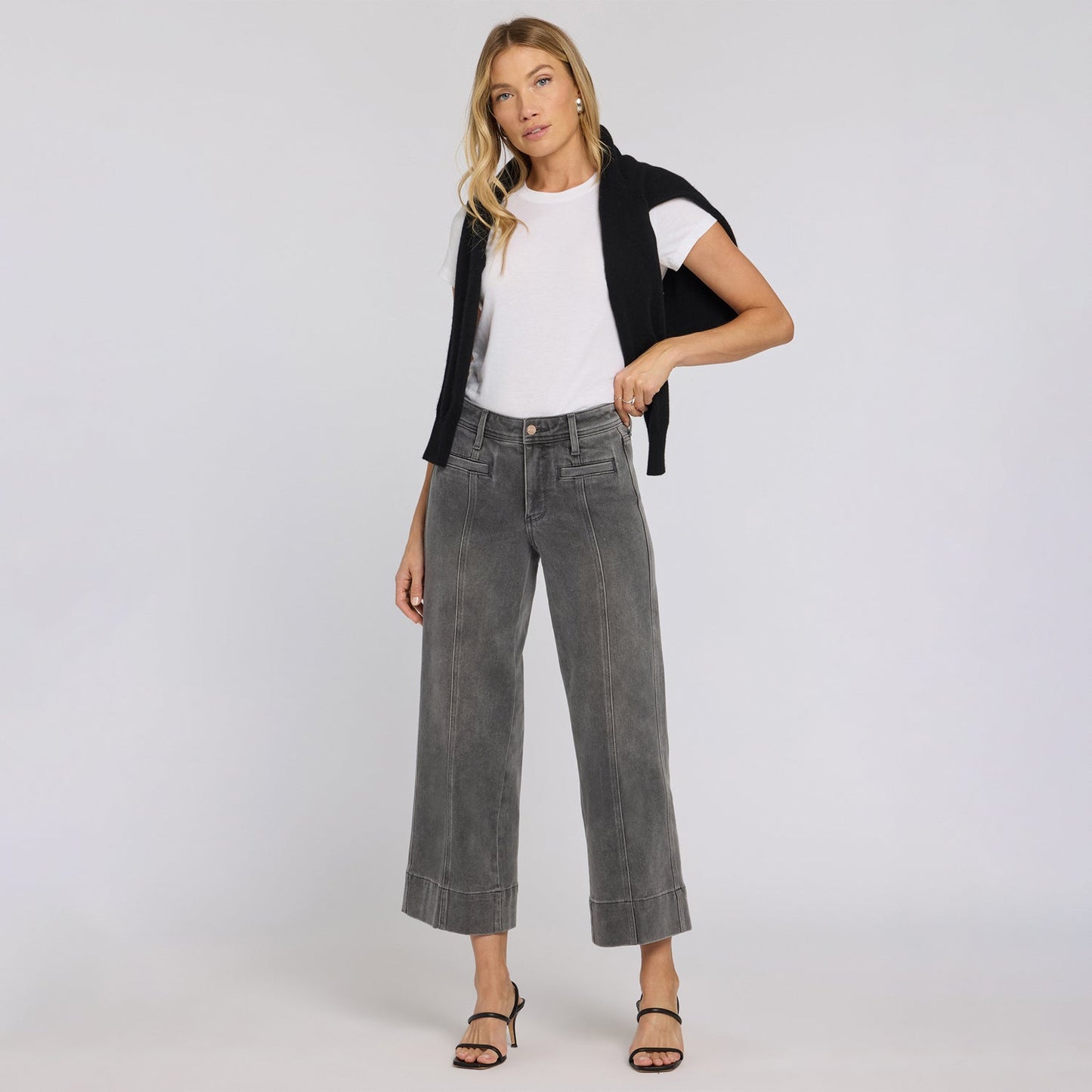 Teresa Wide Leg Ankle Jeans - Dusty Ash