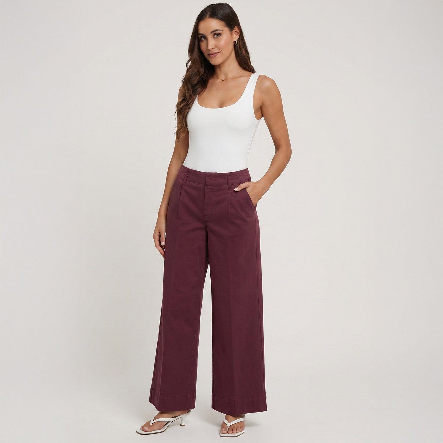 Mona Wide Leg Trouser Jeans - Sienna Red