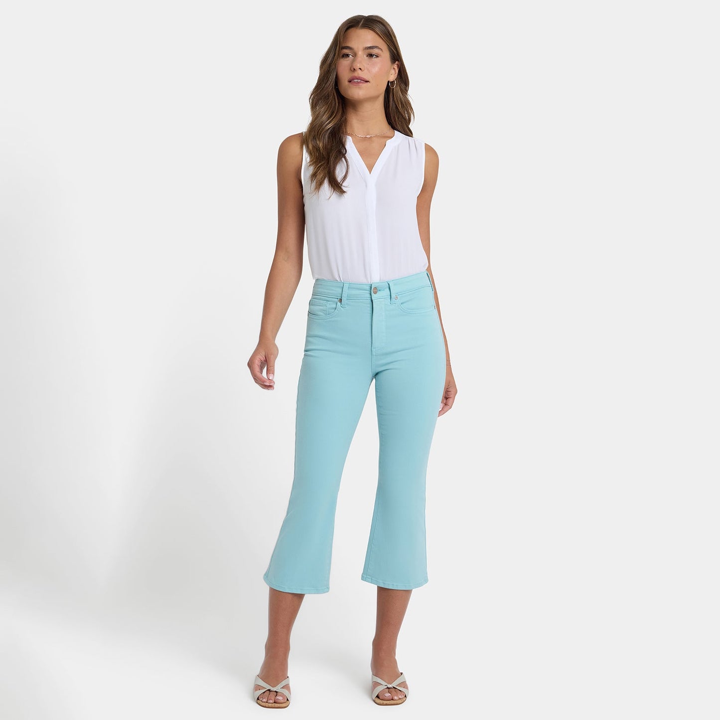 Monica Kick Flare Crop Jeans - Aqua Haze