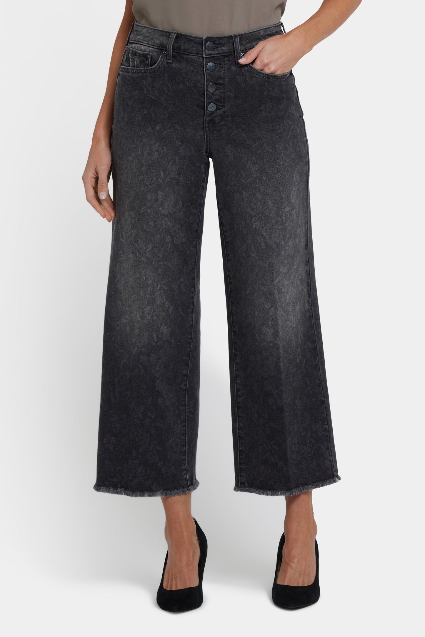 Teresa Wide Leg Ankle Jeans - Grey Province