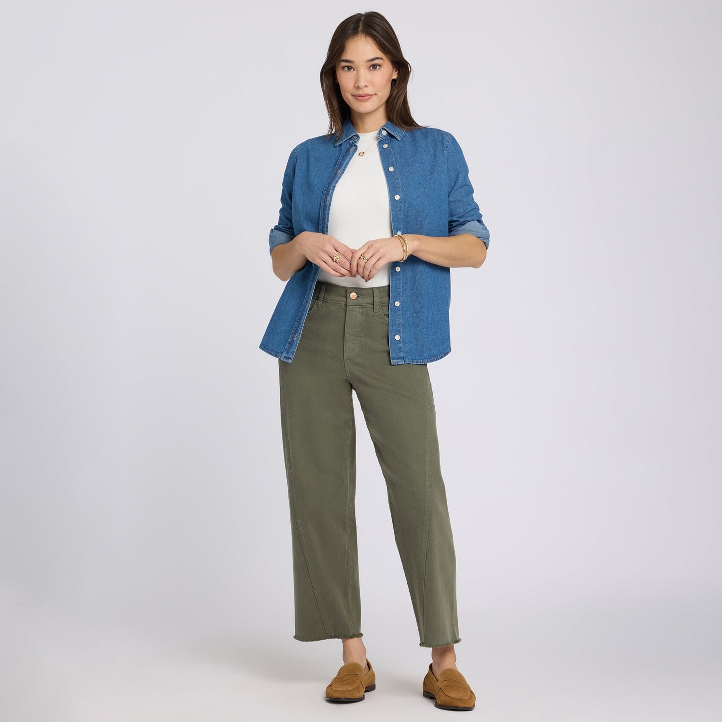 Alyssa Relaxed Crop Jeans - Desert Green