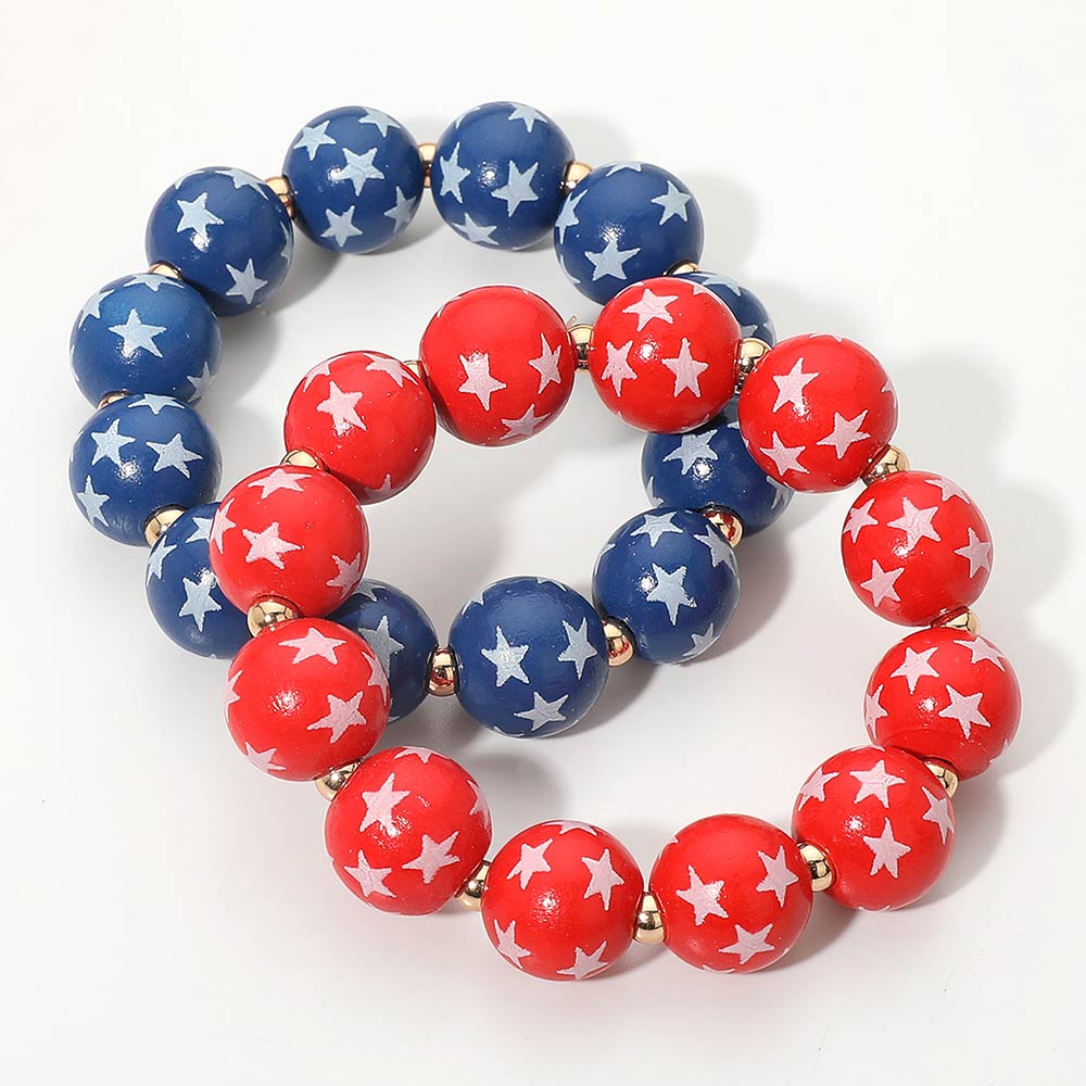 Dockside - Star Printed Beaded Stretch Bracelet