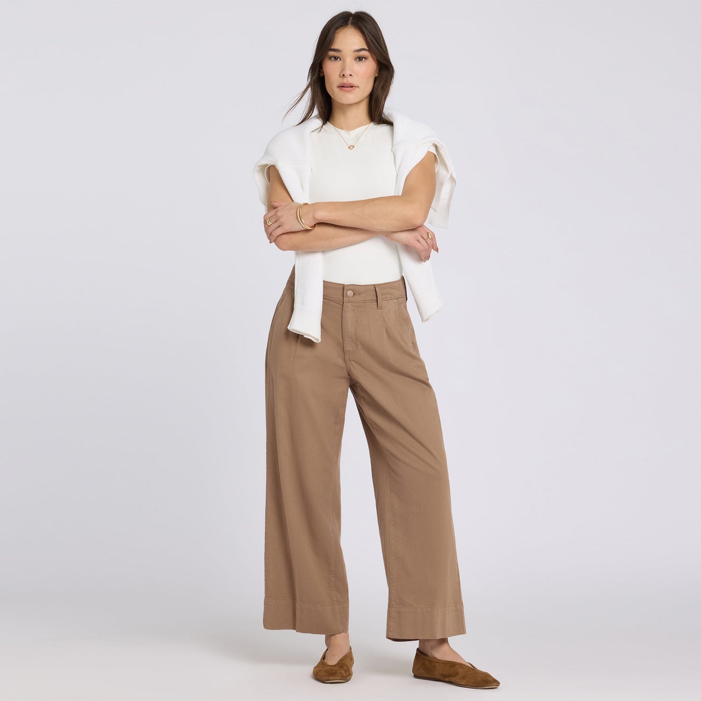 Teresa Wide Leg Ankle Jeans - Toasted Coconut