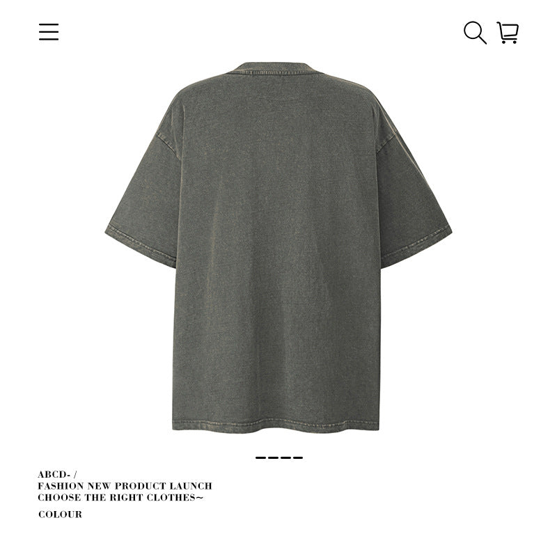 American vintage street T-shirt pure cotton men's and women's summer loose