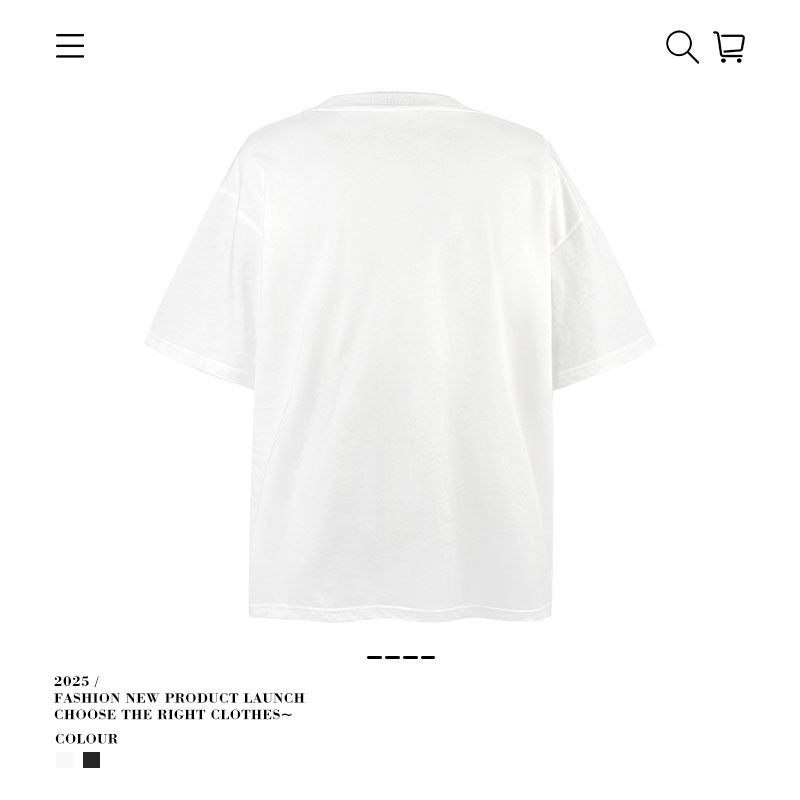 American vintage street T-shirt retro men's loose half sleeve