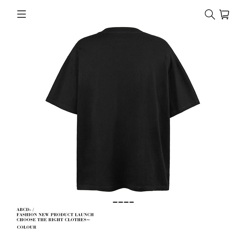 American vintage street T-shirt pure cotton men's and women's summer loose