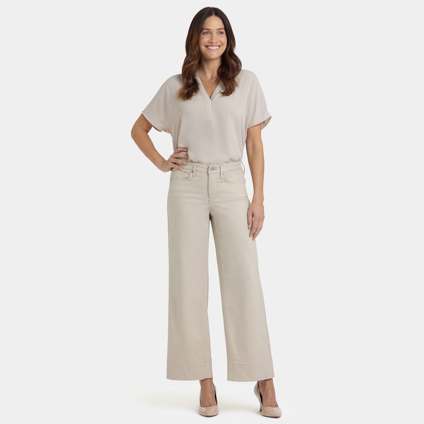 Teresa Wide Leg Ankle Jeans In Petite - Feather