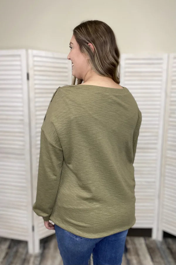To The Side Women's Relaxed Ribbed Long Sleeve Top