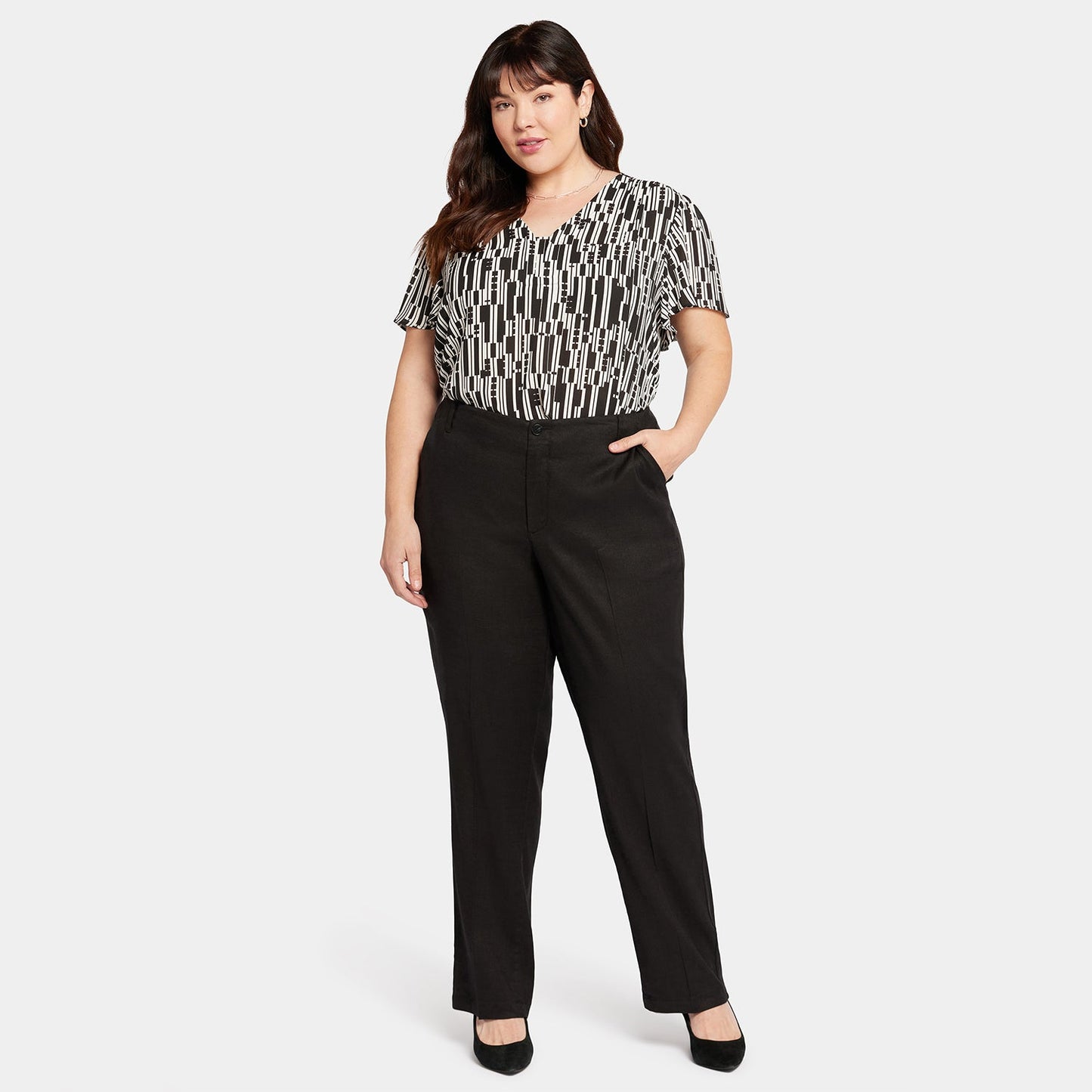 Marilyn Straight Pants In Plus Size - Black