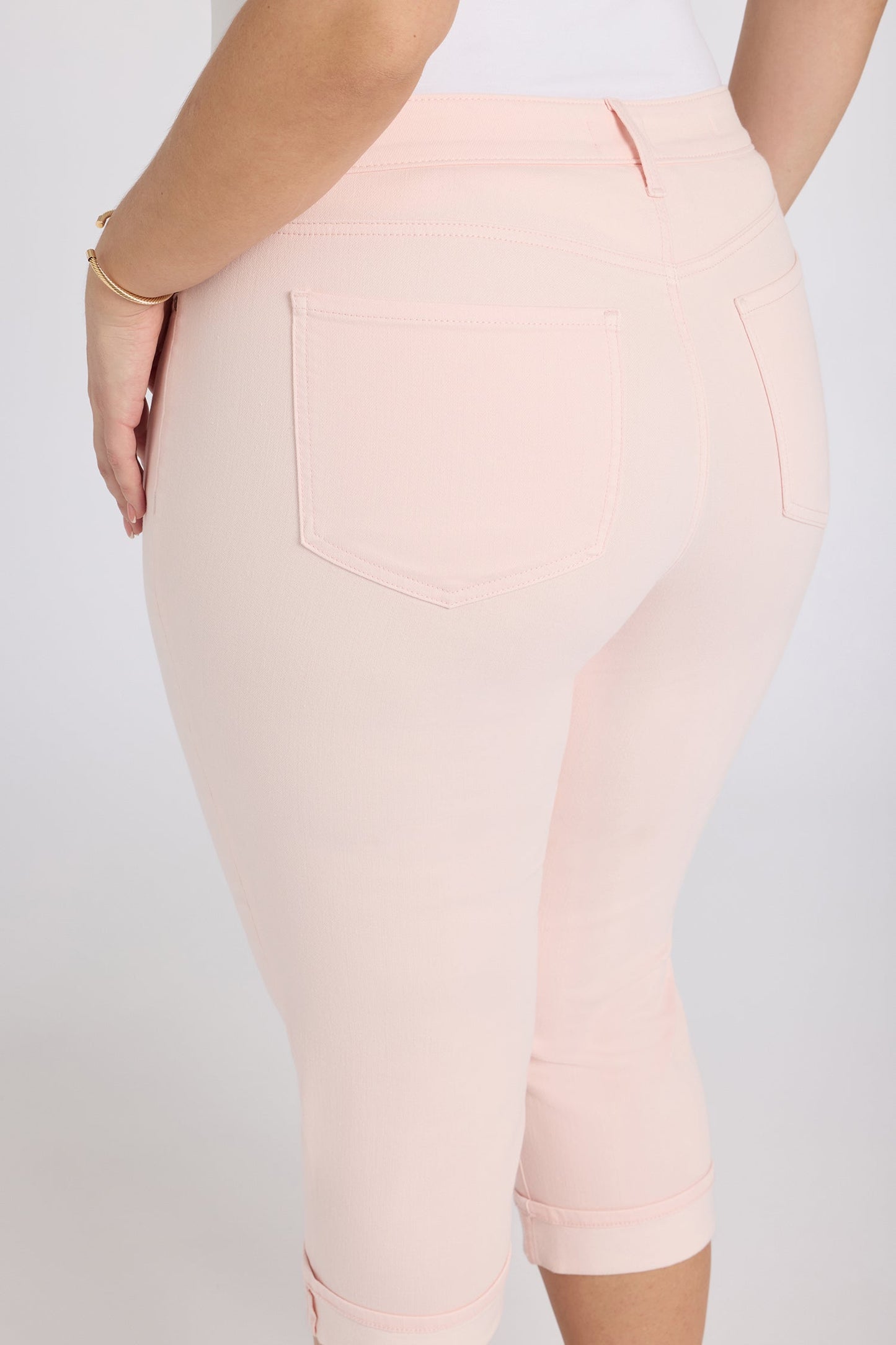 Marilyn Straight Crop Jeans In Plus Size - Pink Dogwood