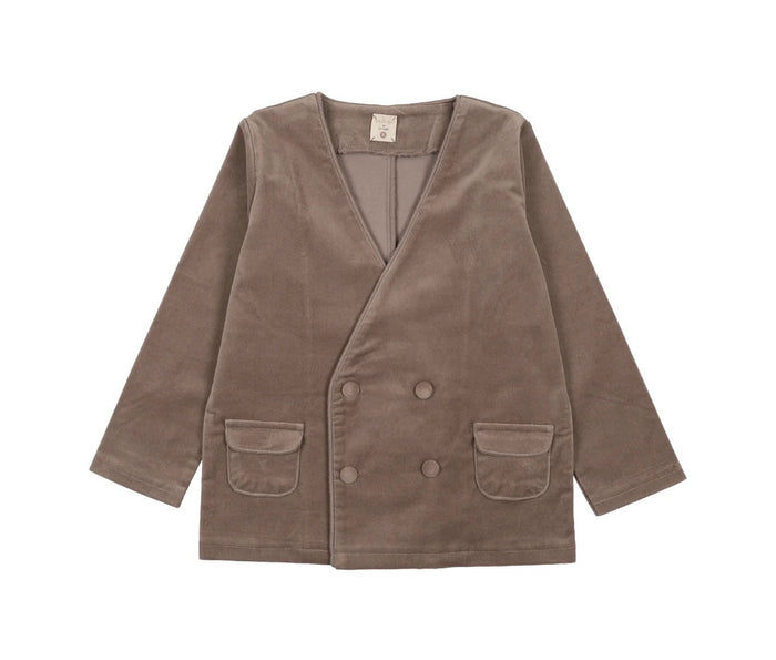 Analogie Misty Oat Trim Velvet Blazer
