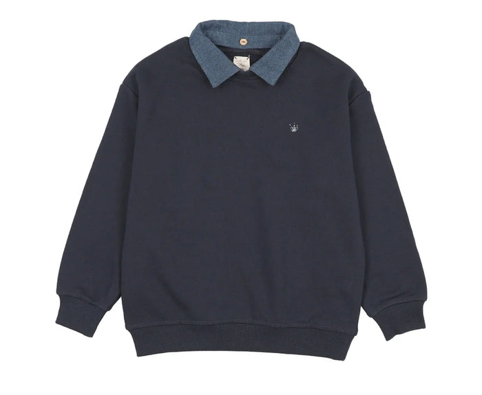 Analogie Navy Sweet Campaign Removable Collar Sweatshirt
