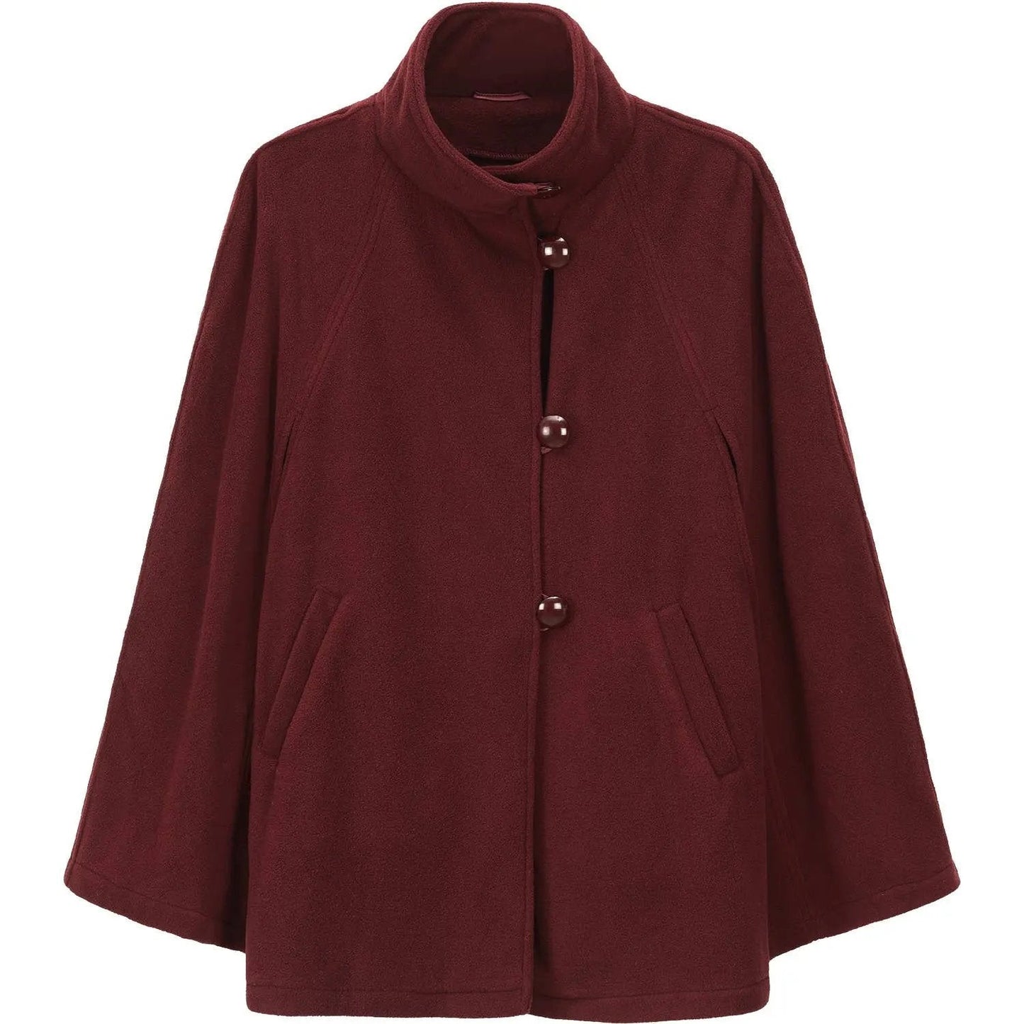 BURGUNDY Womens Cape Poncho Coat