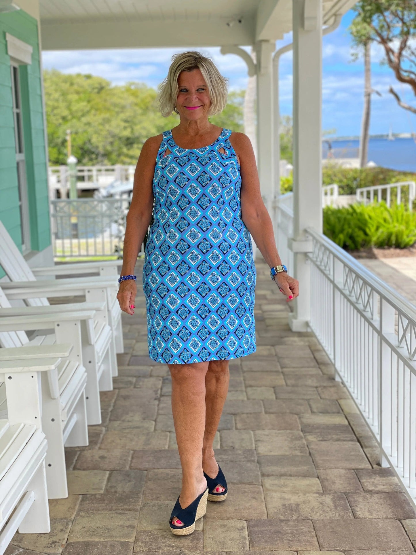 BAHAMA BLUE HALTER DRESS