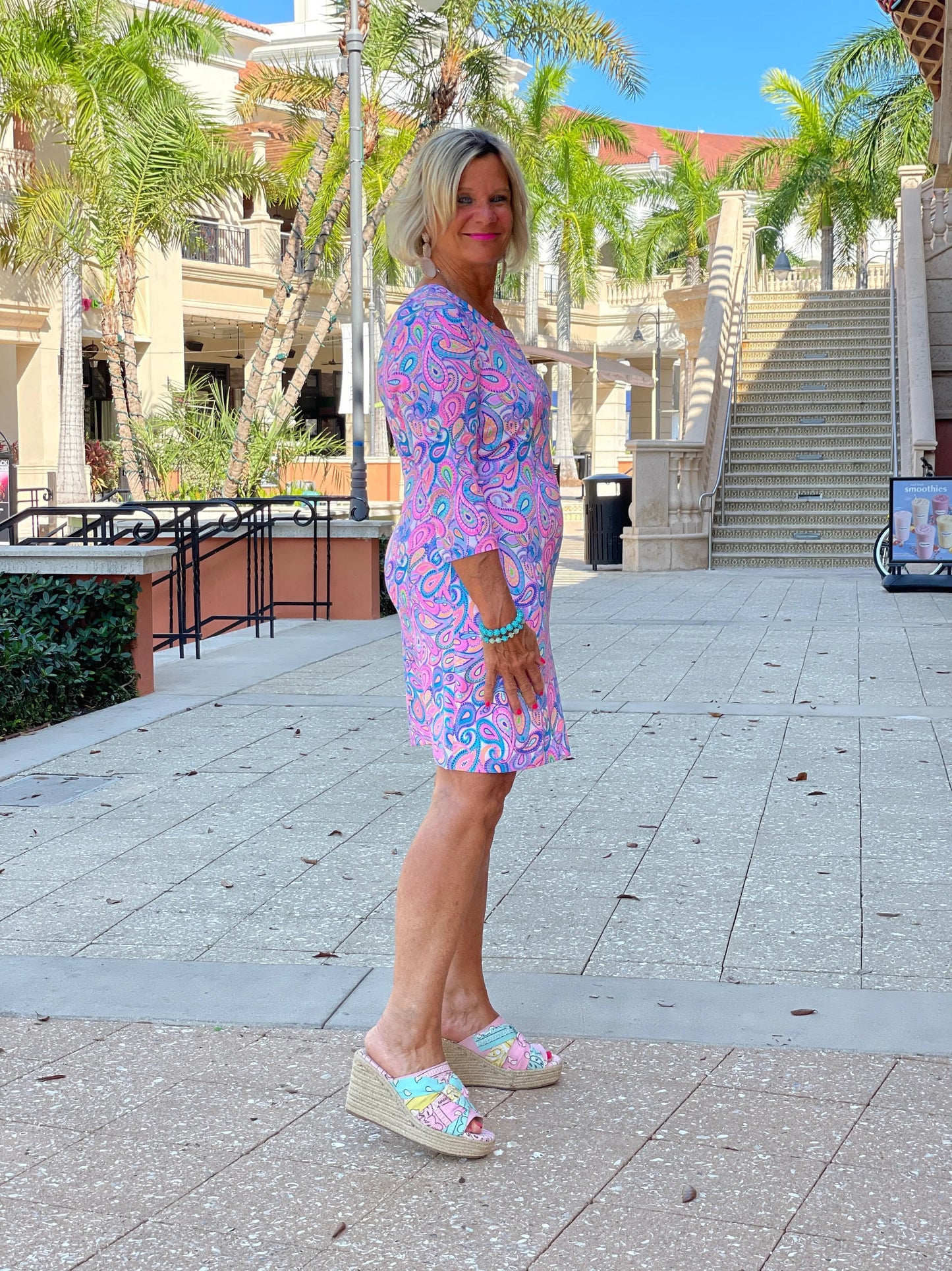 CAROLINA PAISLEY SLEEVE DRESS