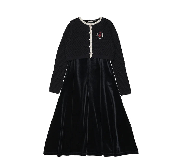 Little Legs Navy Crest Maxi Cardigan Robe