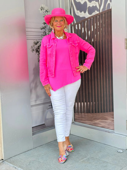 LULU B  HOT PINK LINEN JACKET