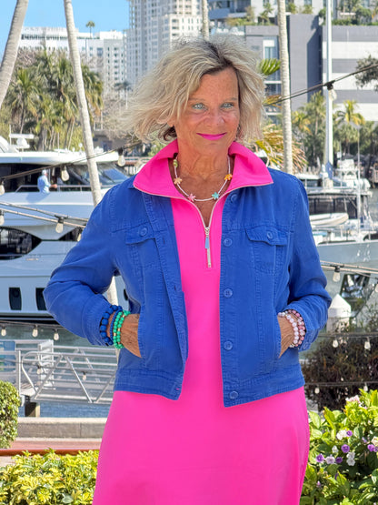 LULU B HOT PINK HALF ZIPPER DRESS