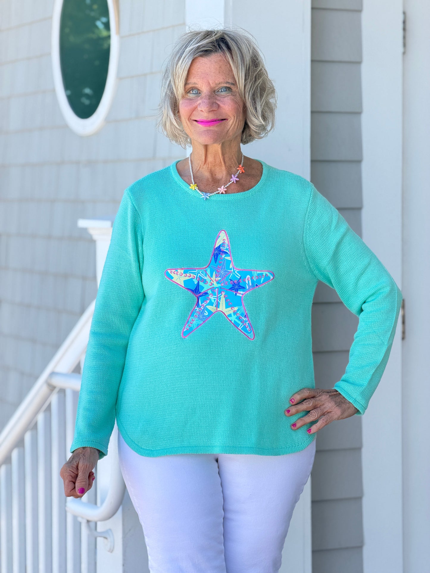 BEACH CLUB SEAFOAM STARFISH SWEATER