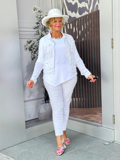 LULU B WHITE LINEN JACKET