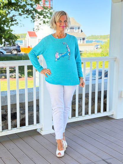 BEACH CLUB AQUA CAPE COD MAP SWEATER