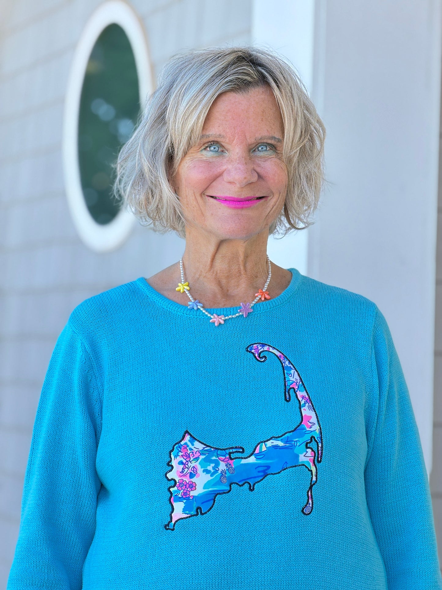 BEACH CLUB AQUA CAPE COD MAP SWEATER