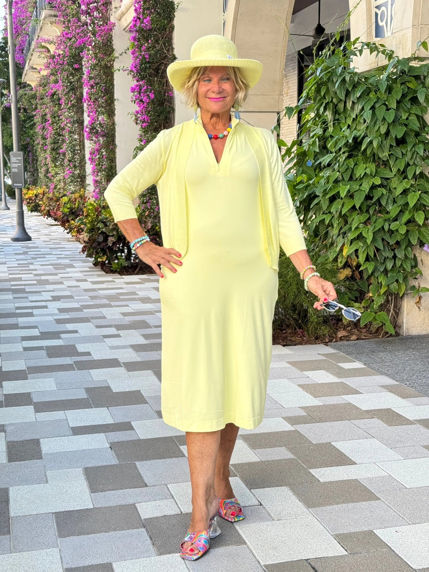 LULU-B SOLID SUNSHINE HALF ZIPPER MIDI
