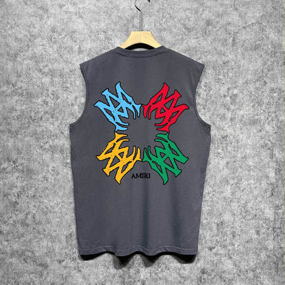 Amiri tank top color block simple logo set printing