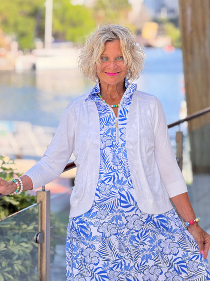 LULU B HIBISCUS COAST HALF ZIPPER DRESS