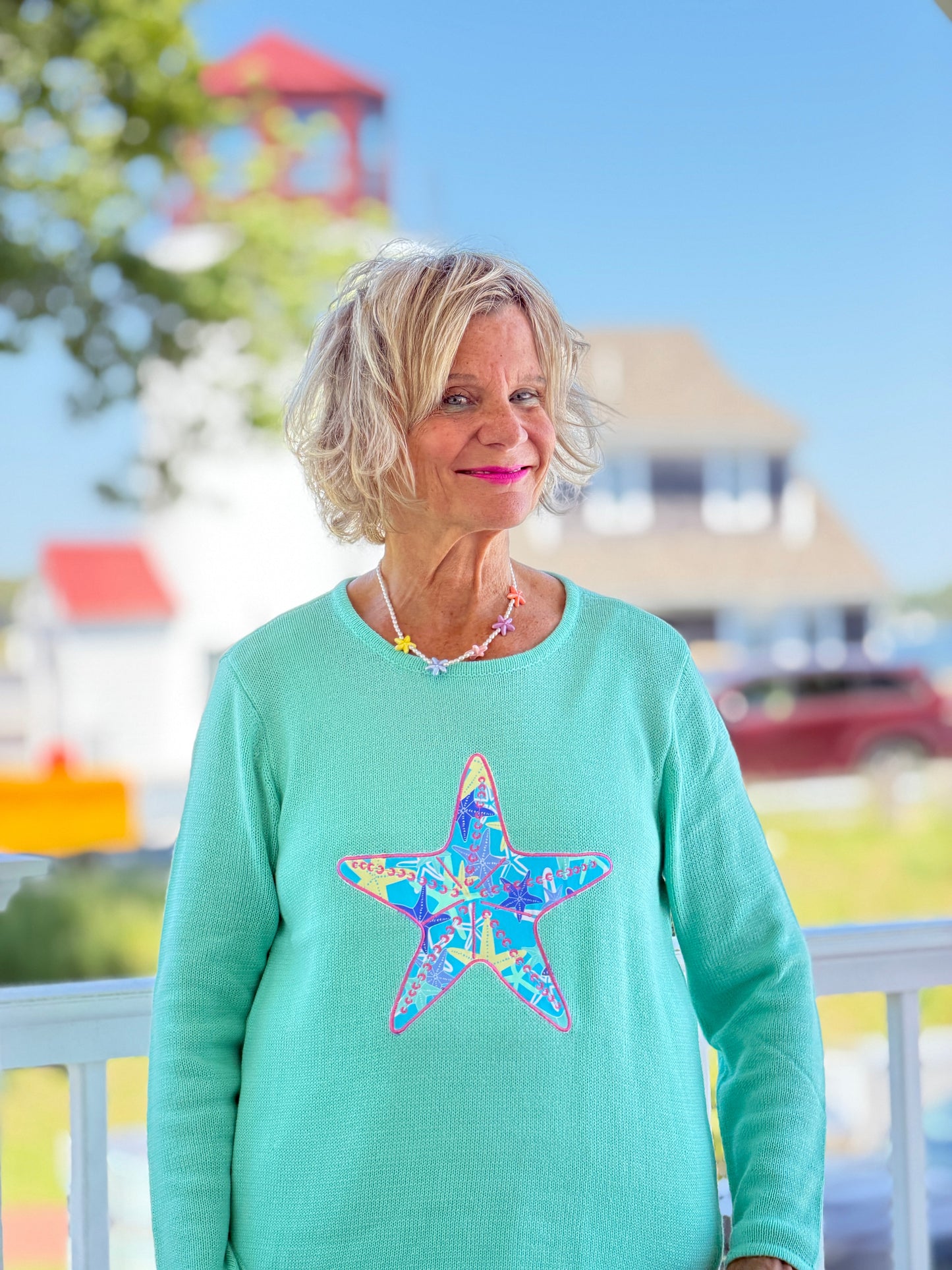 BEACH CLUB SEAFOAM STARFISH SWEATER