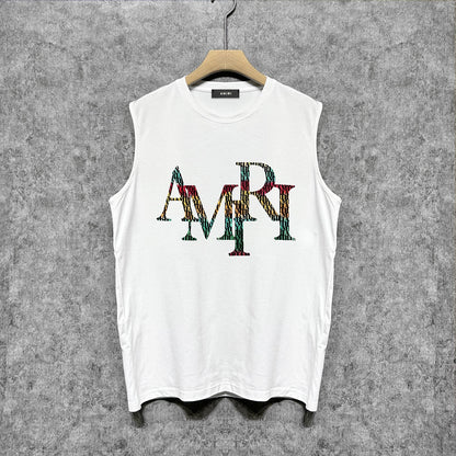 Amiri tank top rainbow letter printing