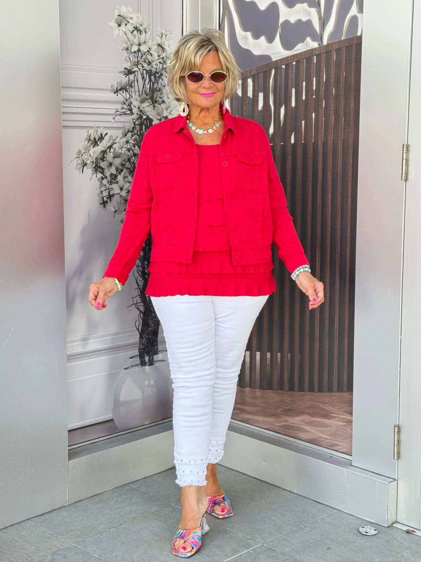 LULU-B CRIMSON RED LINEN JACKET