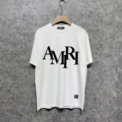 Amiri t shirts letter foam printing short sleeves