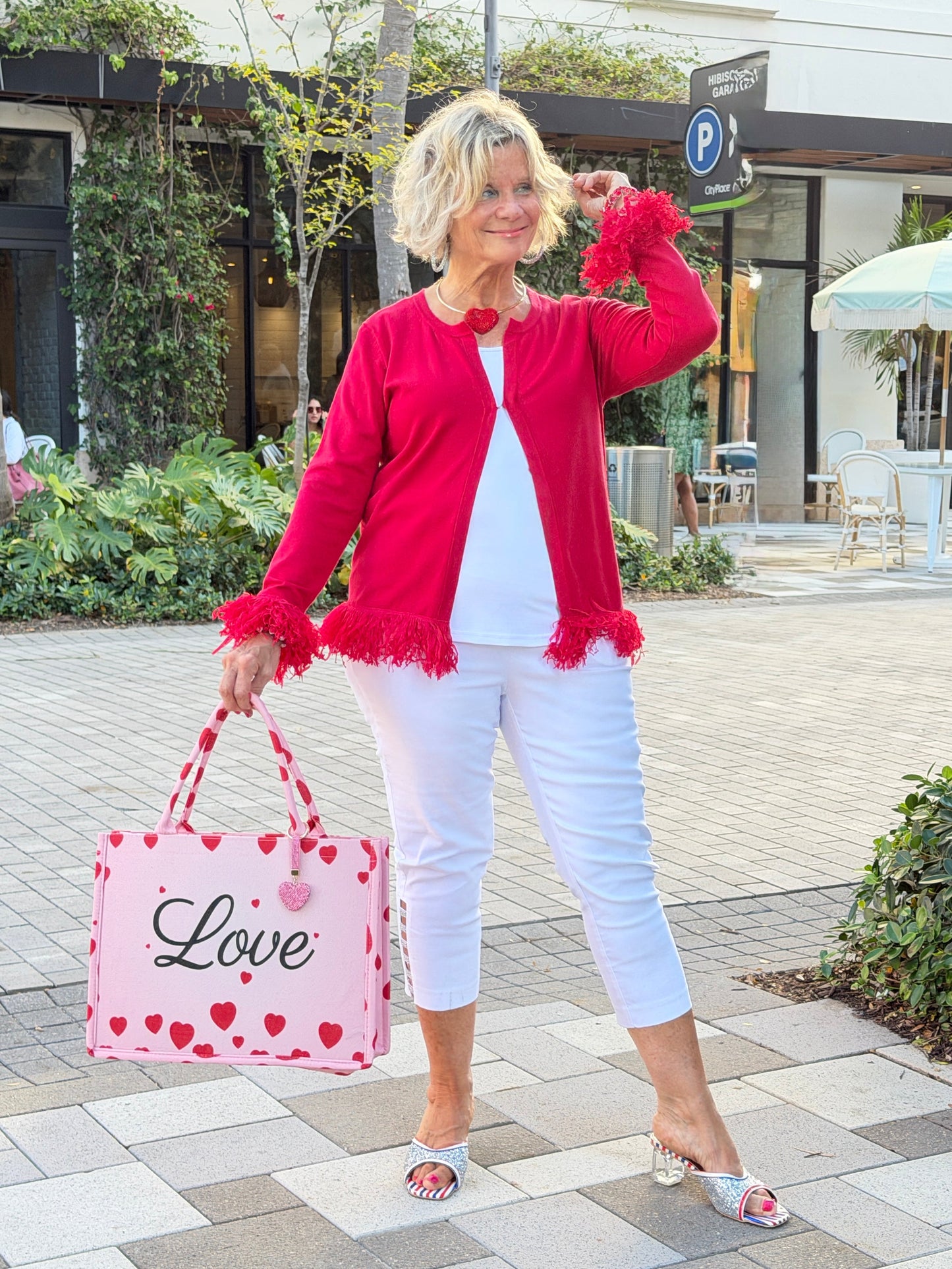 LULU B RED FRINGE CASHMERE SWEATER