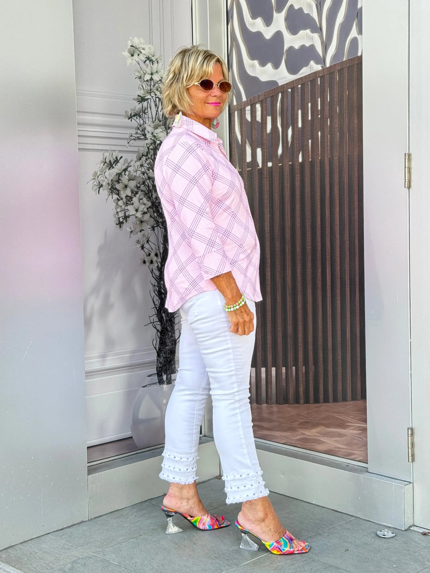 LULU B PINK CHIC BUTTON UP SHIRT