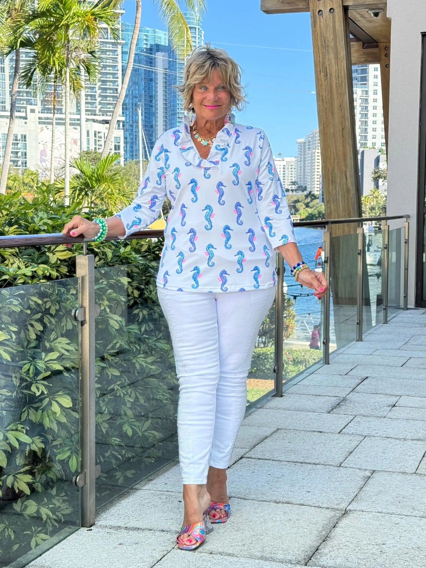 LULU B SHORELINE CHARM RUFFLE TOP
