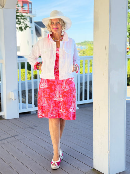 HARBOR LIGHTS RED SAILBOAT DRESS