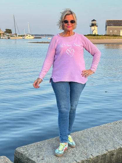 LULU-B LILAC ALL YOU NEED CREW NECK SWEATER