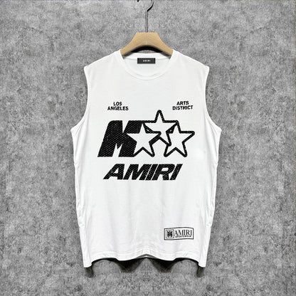 Amiri tank top five-pointed star mottled letterprinting