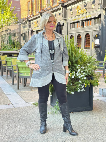 Hoodie Tunic with Contrast Bind
