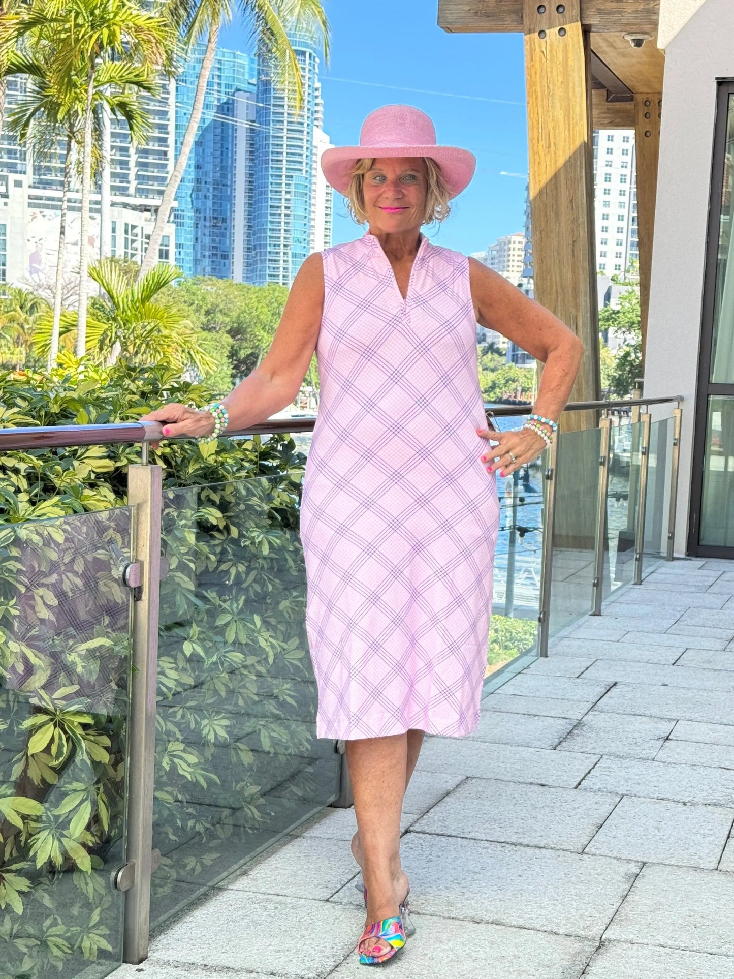 LULU B PINK CHIC MIDI SLEEVELESS 1/4 ZIP MAXI DRESS